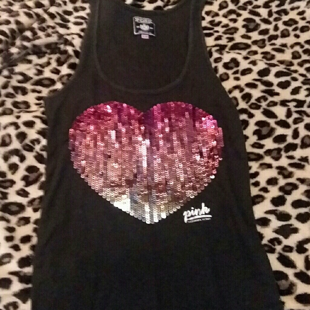Pink by VS black sequin tank sz Medium